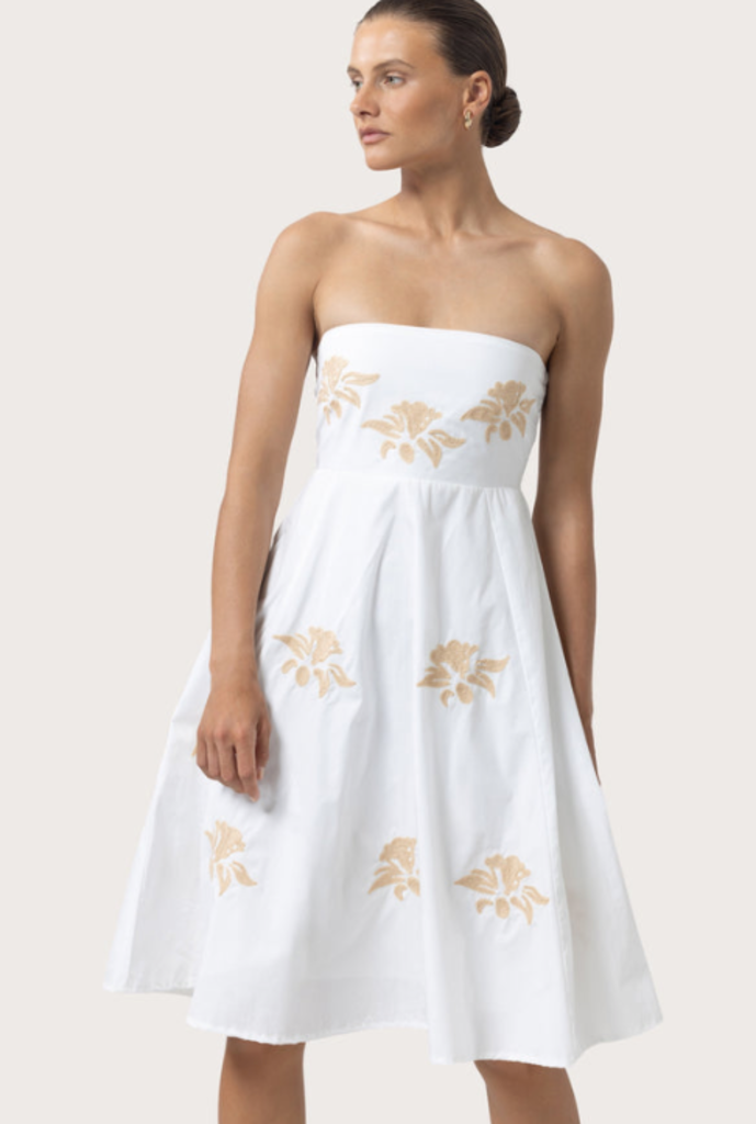 LUSANA ZAYN EMBROIDERED POPLIN DRESS