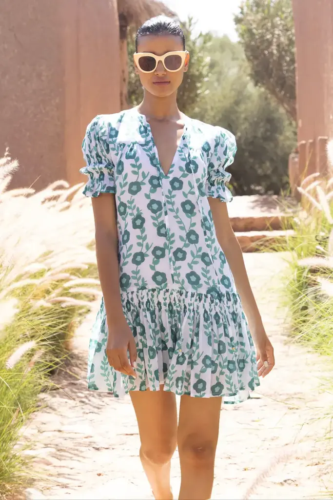 OLIPHANT SMOCKED DROP MINI DRESS