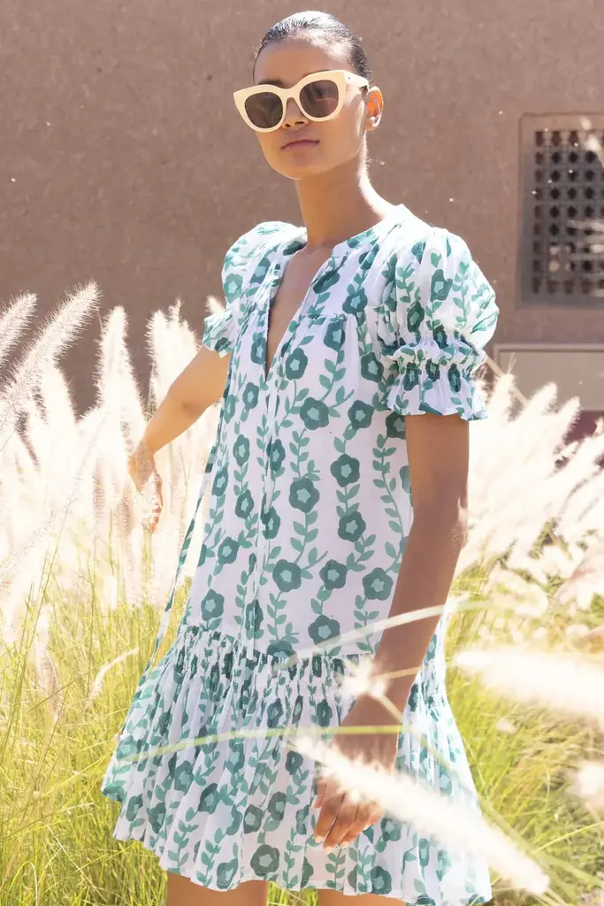OLIPHANT SMOCKED DROP MINI DRESS