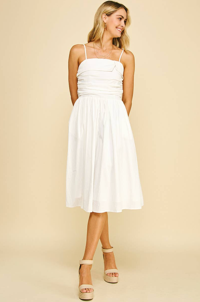 PINCH SHIRRING DETAIL MIDI DRESS