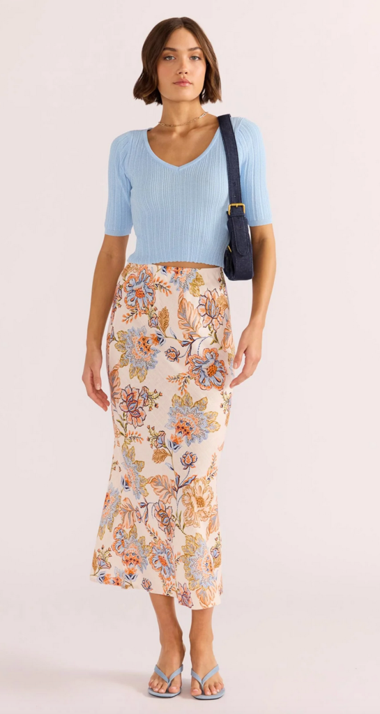 MINKPINK MARCELINE BIAS MIDI SKIRT