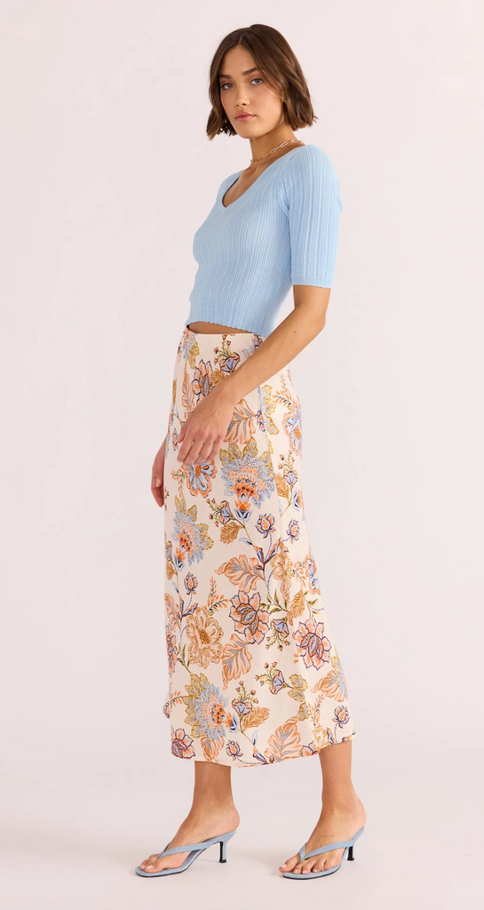 MINKPINK MARCELINE BIAS MIDI SKIRT