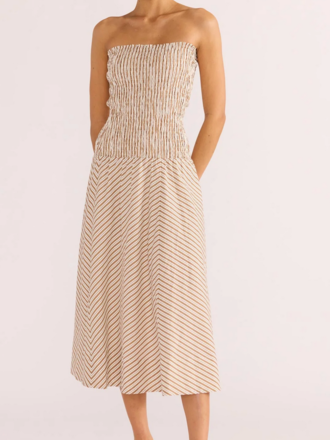 MINKPINK ARTEMIS SHIRRED MIDI DRESS