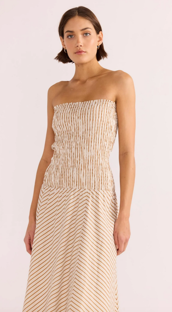 MINKPINK ARTEMIS SHIRRED MIDI DRESS