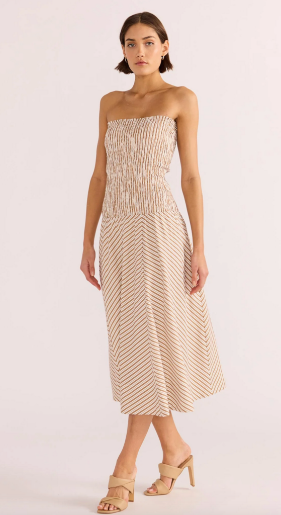MINKPINK ARTEMIS SHIRRED MIDI DRESS