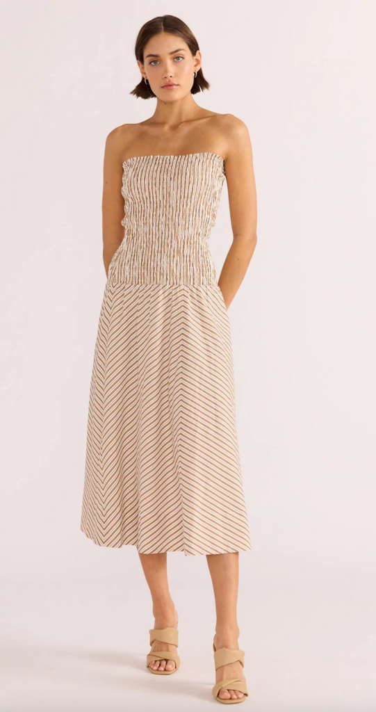 MINKPINK ARTEMIS SHIRRED MIDI DRESS