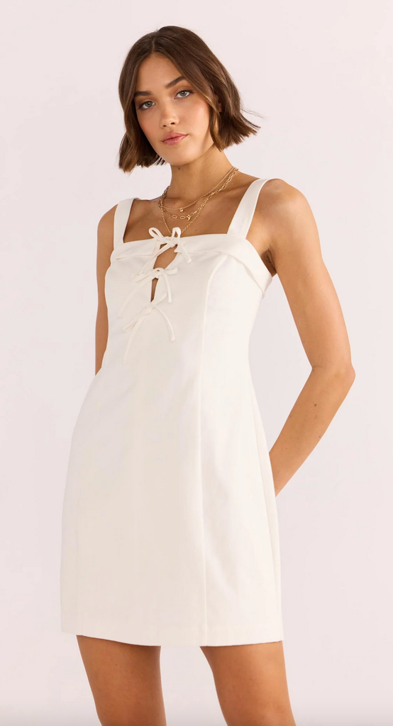 MINKPINK IMOGEN DRILL TIE MINI DRESS