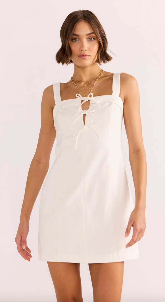 MINKPINK IMOGEN DRILL TIE MINI DRESS