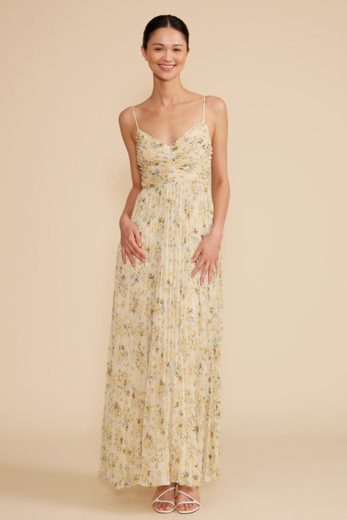Lucy Paris Rose Yellow Floral Pleated Dress