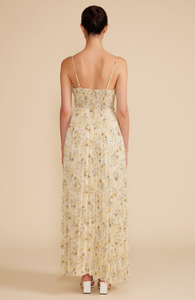 Lucy Paris Rose Yellow Floral Pleated Dress