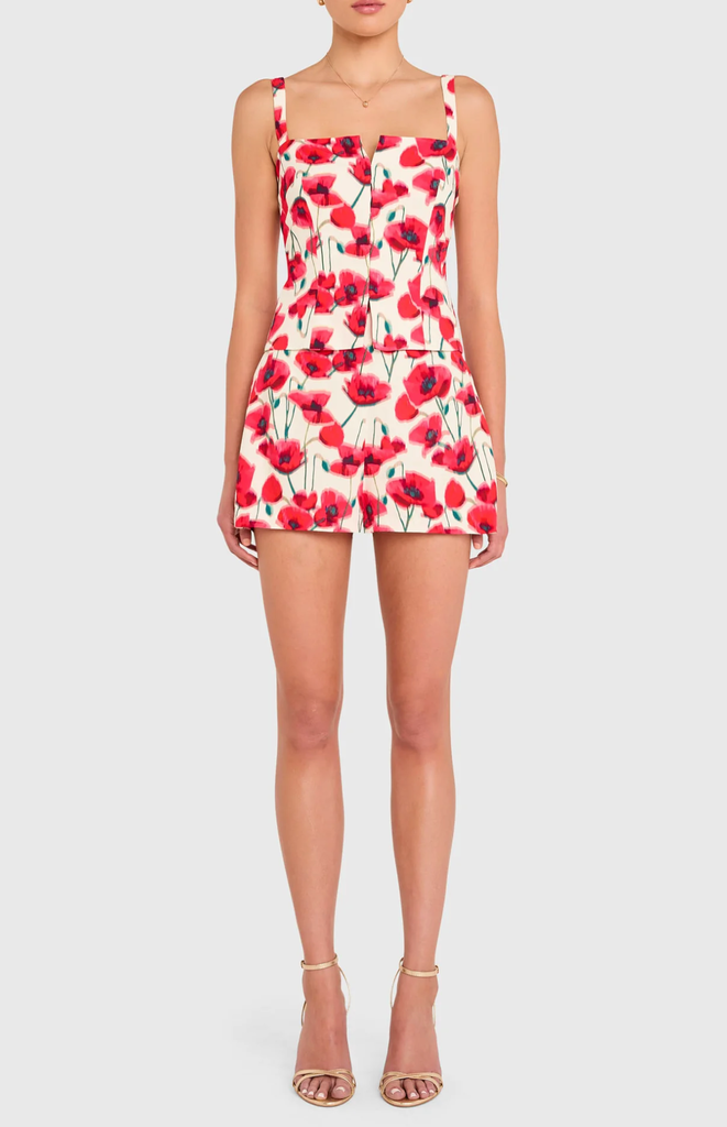 Amanda Uprichard TISHA ROMPER IN POPPY FIELD