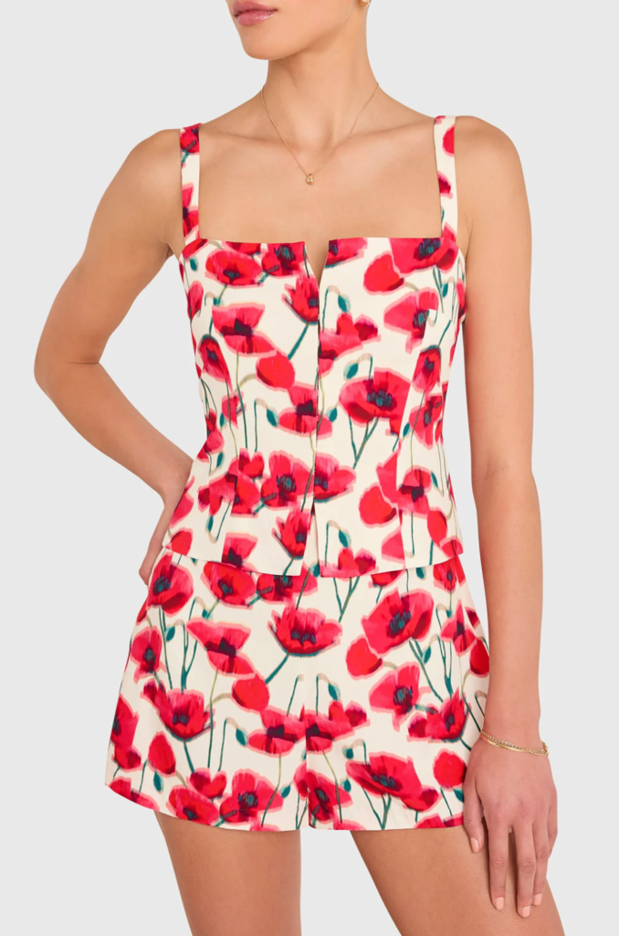 Amanda Uprichard TISHA ROMPER IN POPPY FIELD