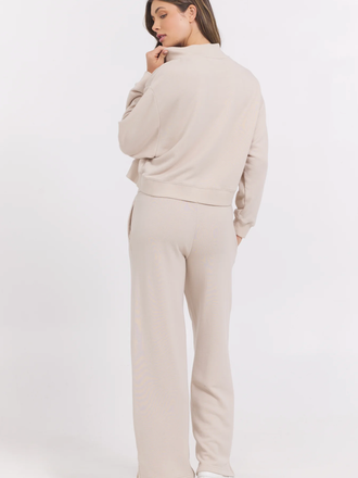 SEASIDE SAND FRENCH TERRY WIDE LEG PANT
