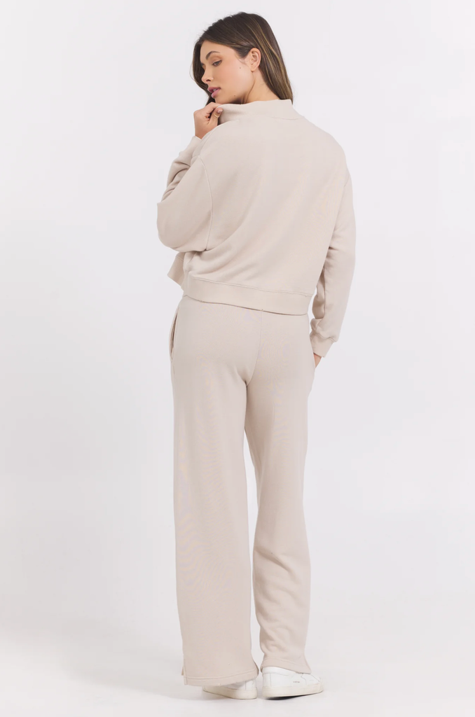 SEASIDE SAND FRENCH TERRY WIDE LEG PANT