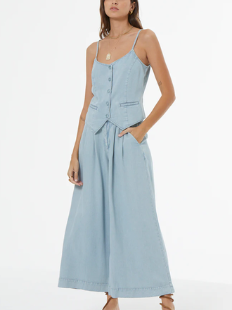 YOUNG FABULOUS & BROKE CALVIN DENIM TROUSER INDIGO PALE BLUE WASH