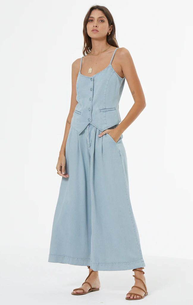 YOUNG FABULOUS & BROKE CALVIN DENIM TROUSER INDIGO PALE BLUE WASH