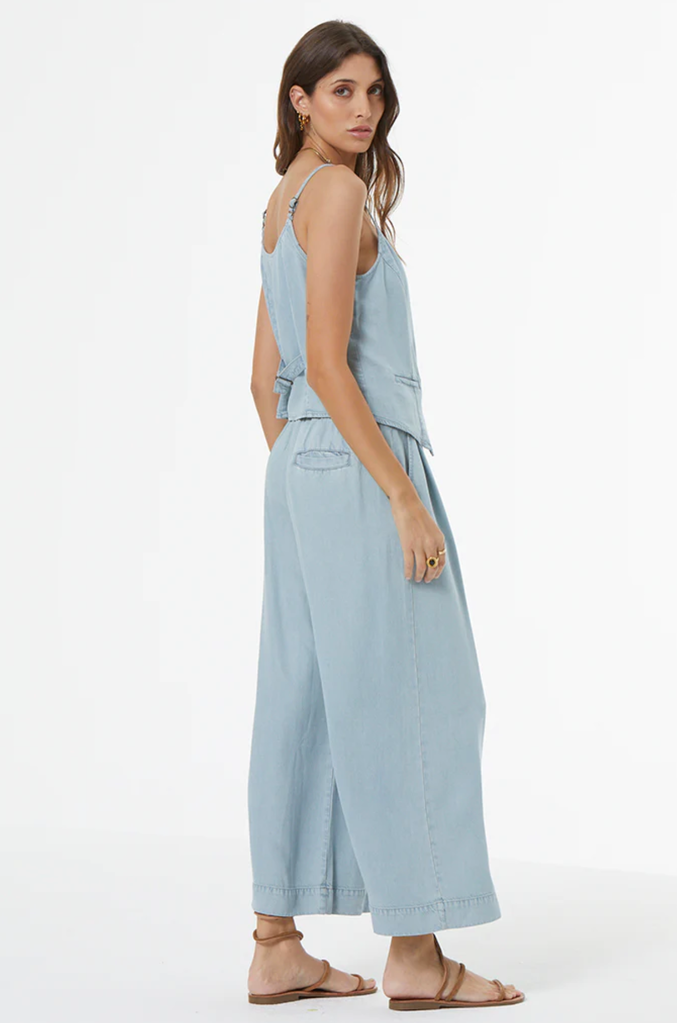 YOUNG FABULOUS & BROKE CALVIN DENIM TROUSER INDIGO PALE BLUE WASH