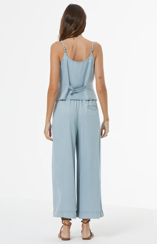 YOUNG FABULOUS & BROKE TATE VEST INDIGO PALE BLUE WASH