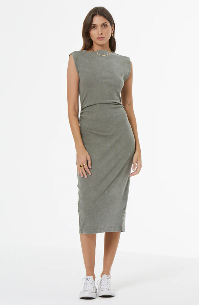 YOUNG FABULOUS & BROKE JODIE DRESS SEAGRASS MINERAL WASH