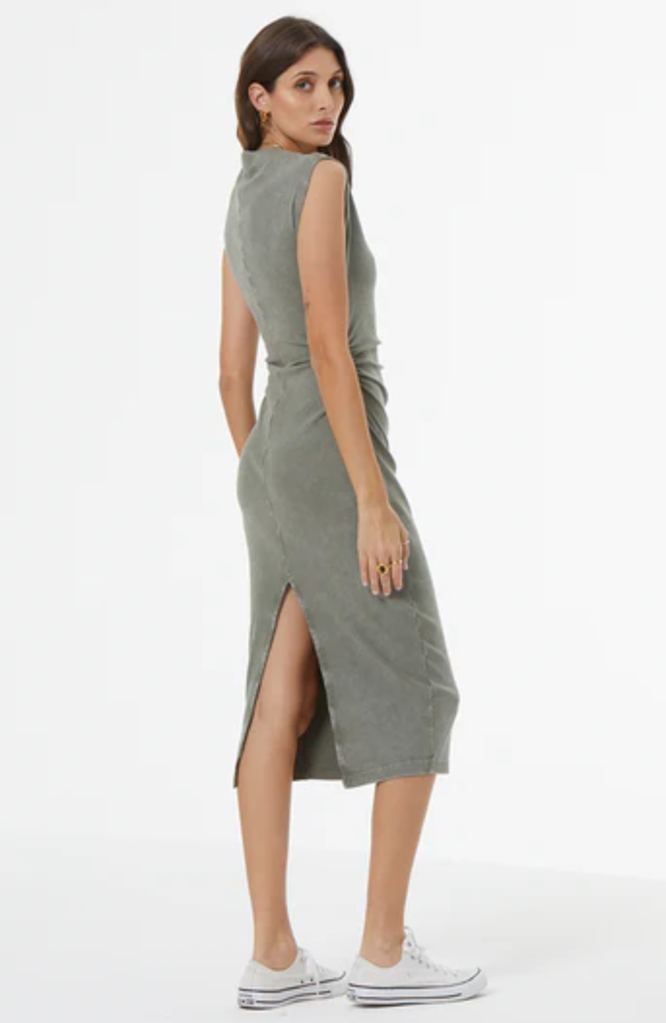 YOUNG FABULOUS & BROKE JODIE DRESS SEAGRASS MINERAL WASH