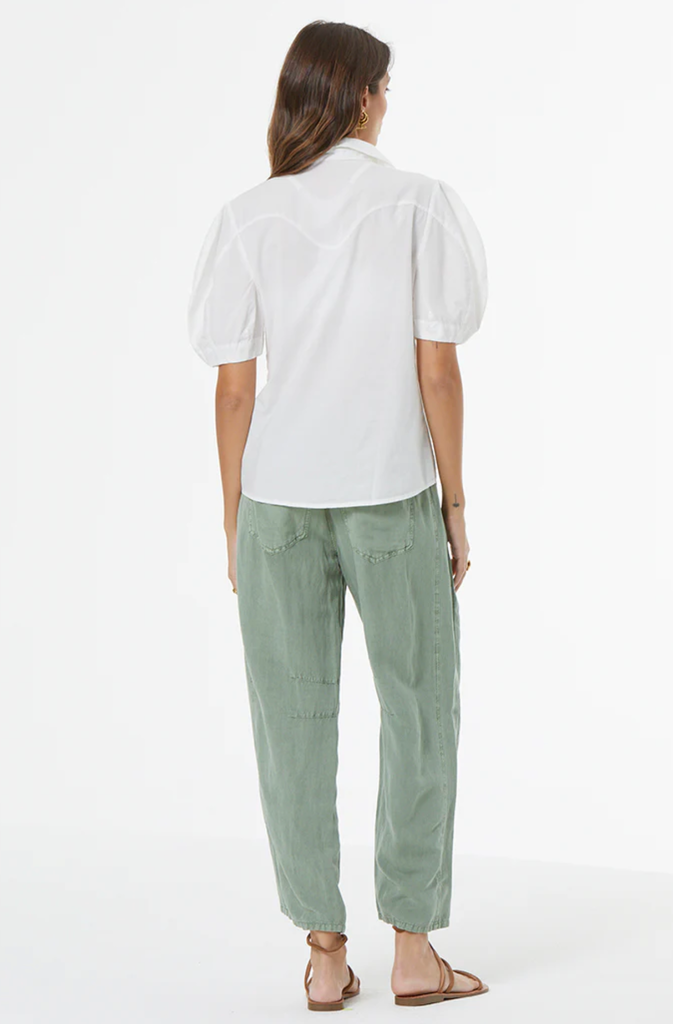 YOUNG FABULOUS & BROKE BARRET LINEN BARREL PANT HEDGE PIGMENT
