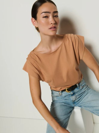 NATION LTD CERRE CAP SLEEVE TEE - LATTE