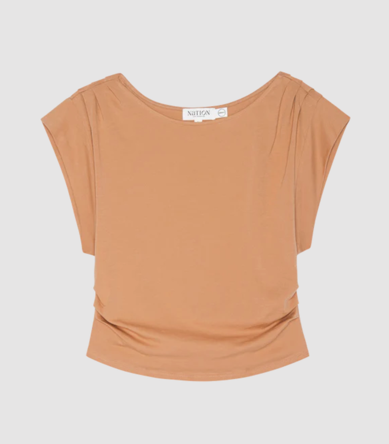 NATION LTD CERRE CAP SLEEVE TEE - LATTE