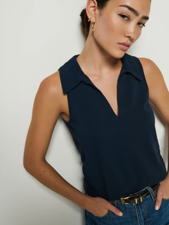 NATION LTD ROBERTA COLLARED TANK - NIGHT SKY