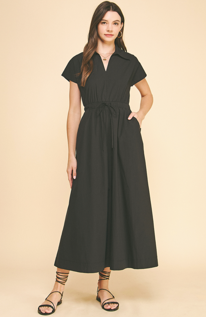PINCH SOLID MIDI DRESS W/ OPEN BACK