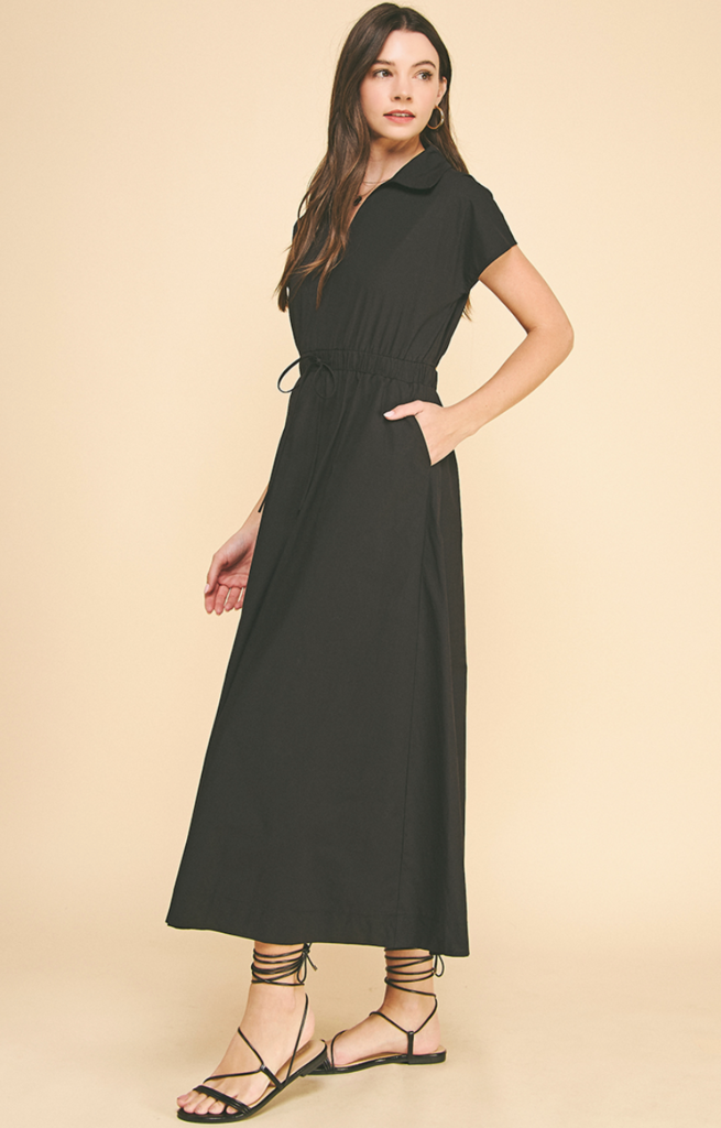 PINCH SOLID MIDI DRESS W/ OPEN BACK