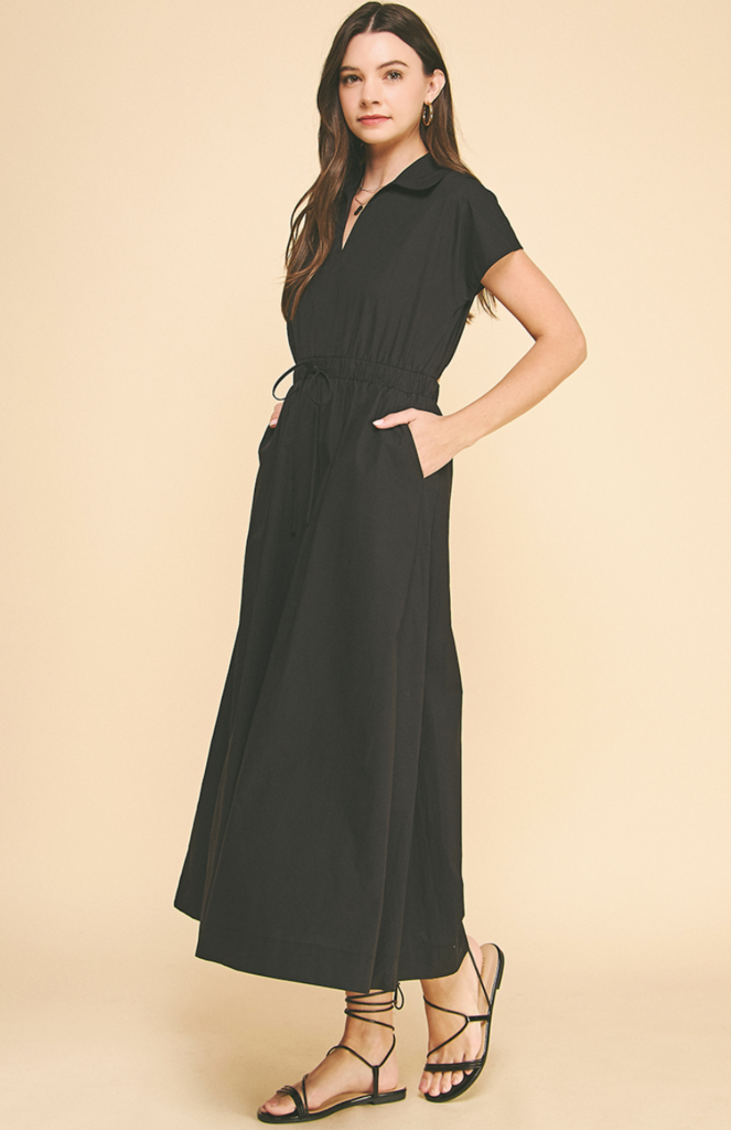 PINCH SOLID MIDI DRESS W/ OPEN BACK