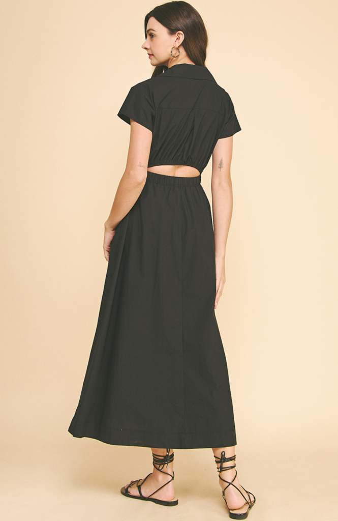 PINCH SOLID MIDI DRESS W/ OPEN BACK