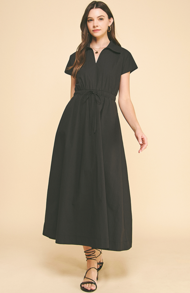 PINCH SOLID MIDI DRESS W/ OPEN BACK