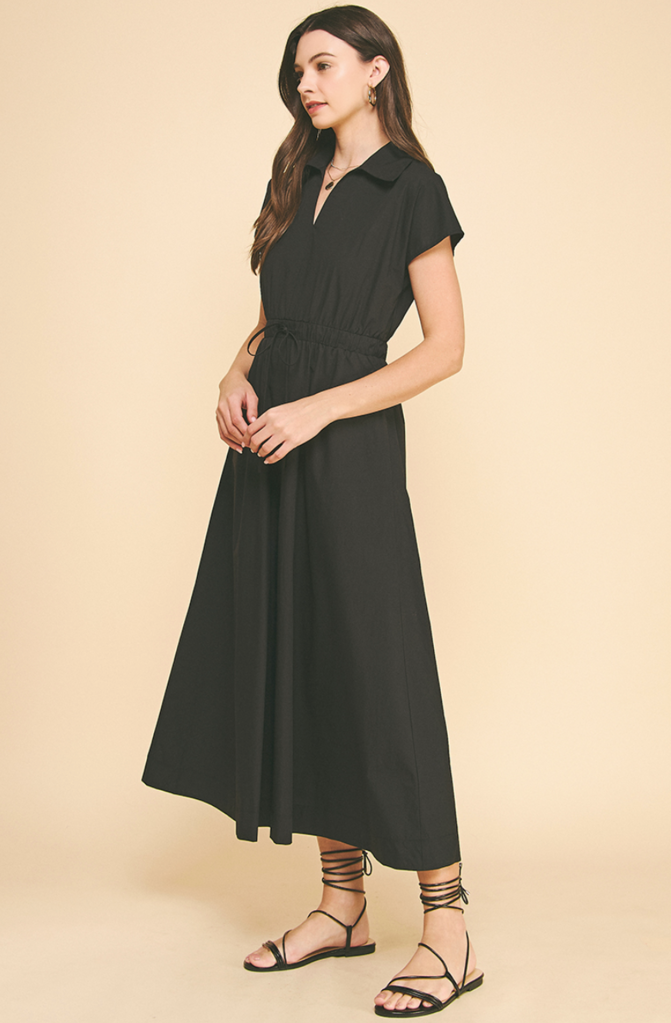 PINCH SOLID MIDI DRESS W/ OPEN BACK