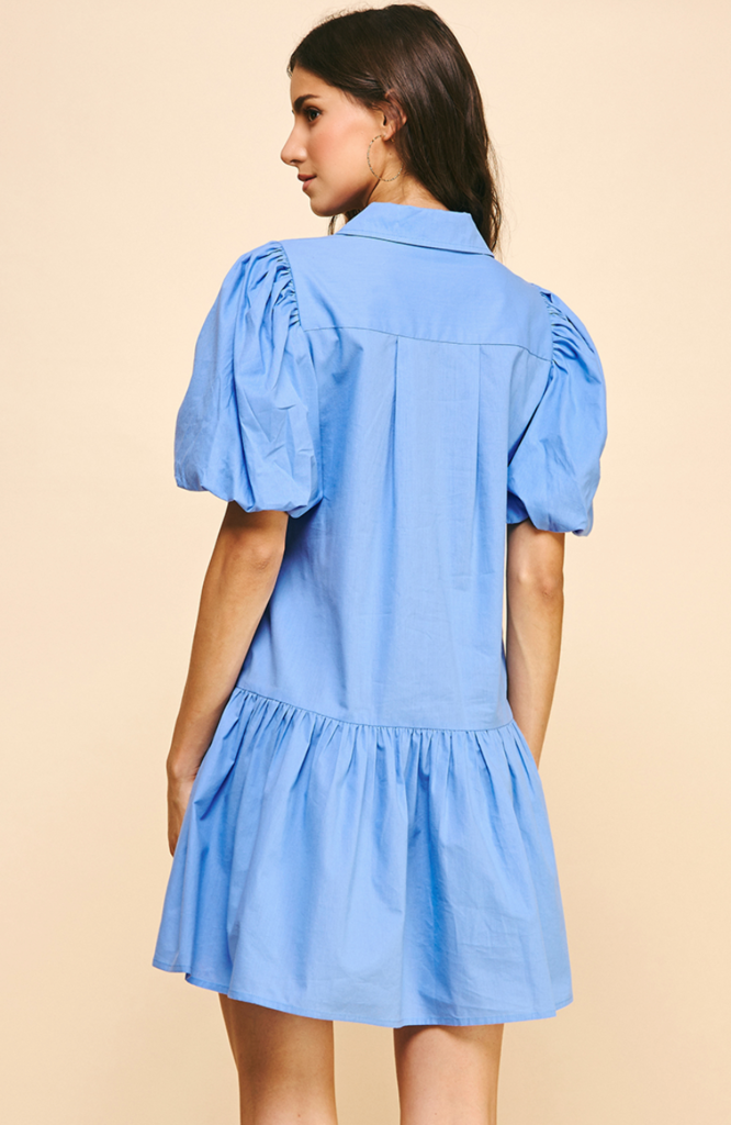 PINCH COLLARED TIERED MINI DRESS