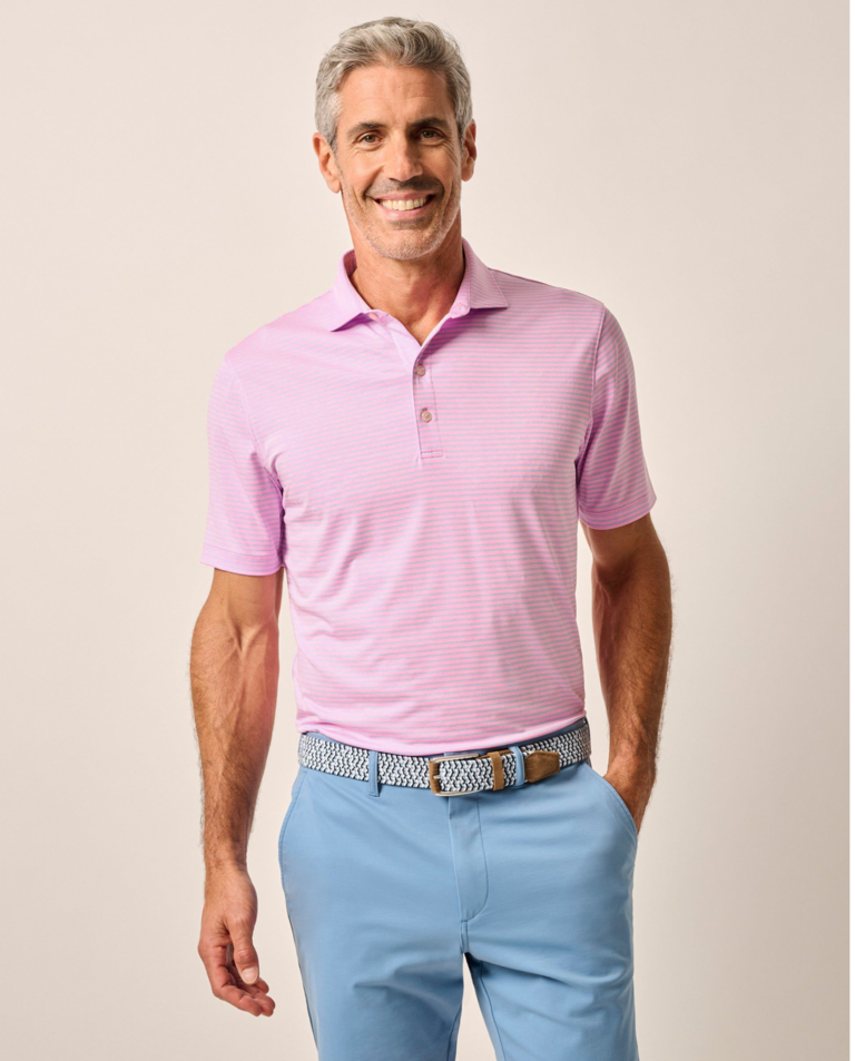 JOHNNIE-O MICHAEL STRIPE PERFOMANCE JERSEY POLO