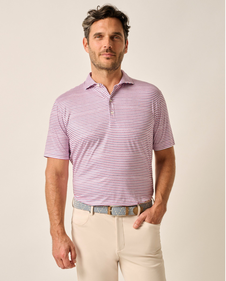 JOHNNIE-O WARWICK STRIPED FEATHERWEIGHT PERFORMANCE POLO