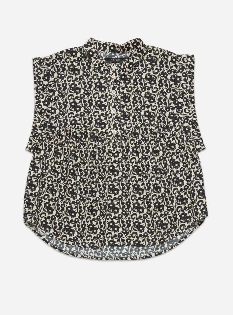 DÈLUC FOGO TOP IN BLACK FLOWERS