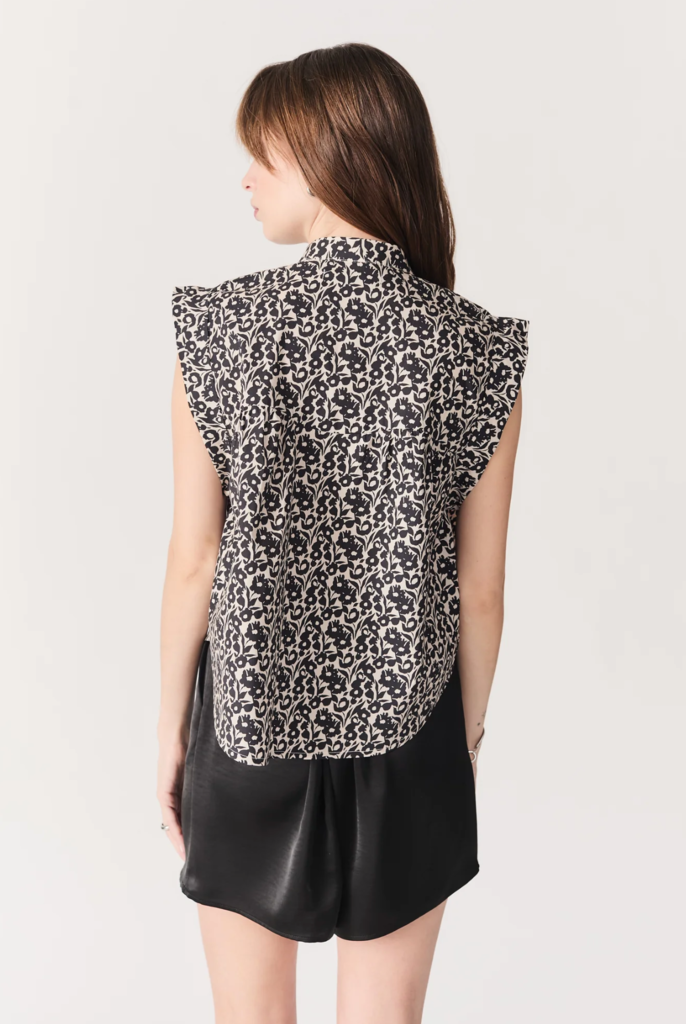 DÈLUC FOGO TOP IN BLACK FLOWERS