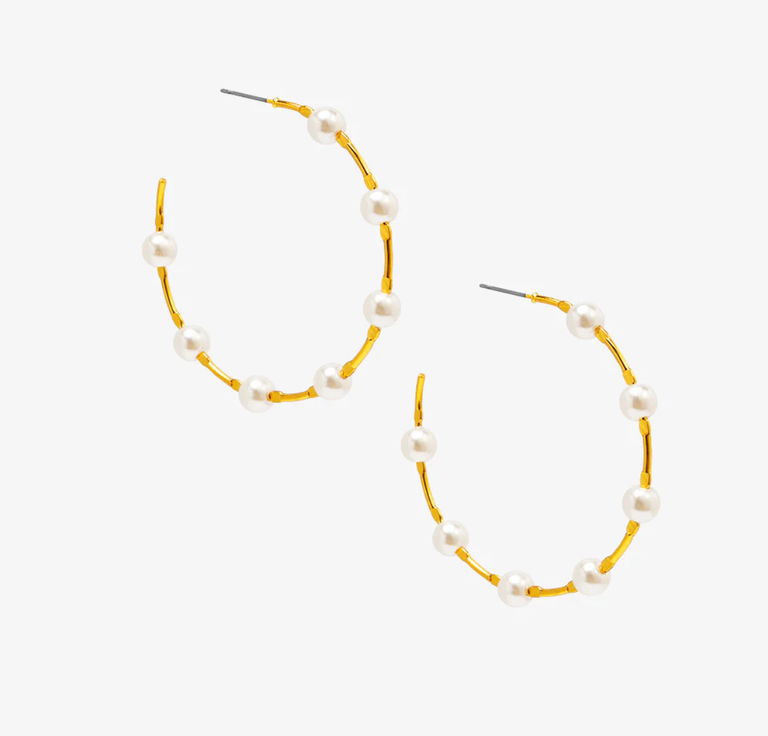 VIOROO Spaced Pearl Hoop Earring