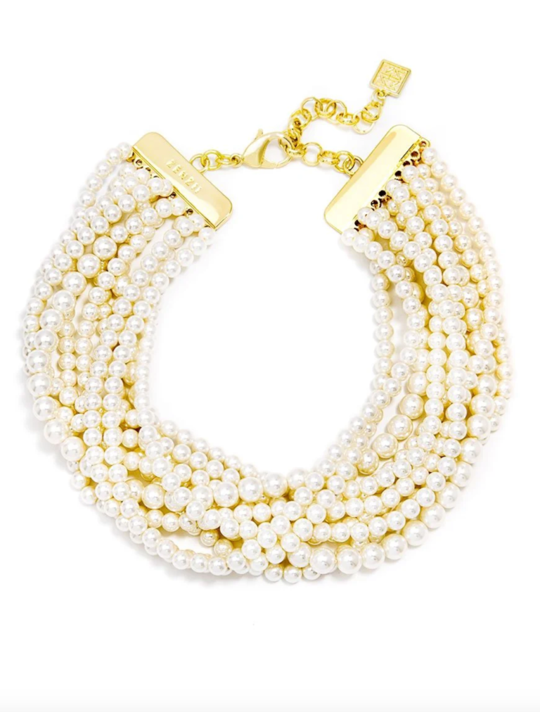 VIOROO 10 Strand Small Pearl Collar Necklace