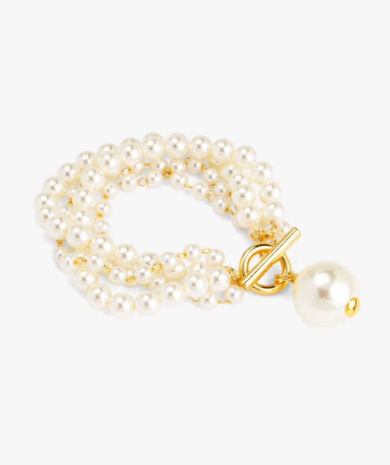 VIOROO Multistrand Pearl Charm Toggle Bracelet
