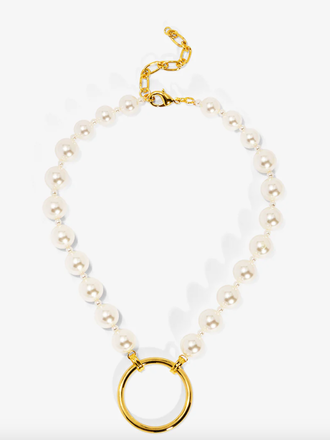 VIOROO Pearl Collar Necklace with Circle Charm