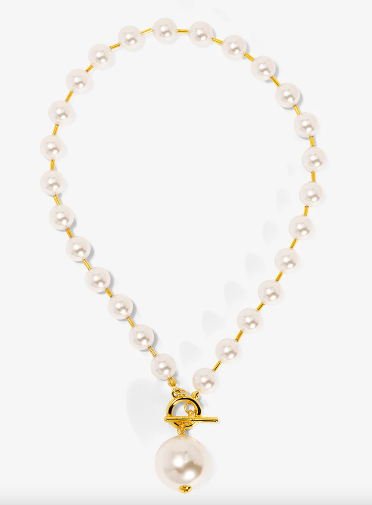 VIOROO Pearl Beaded Collar Necklace with Tube Spacers