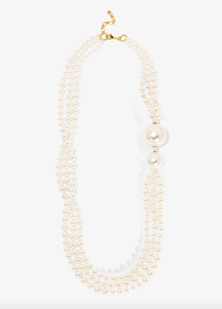 VIOROO Long Necklace with Oversized Pearls
