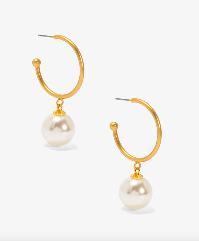 VIOROO Pearl Bead Hoop Earring