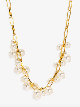 VIOROO Pearl and Chain Collar Necklace