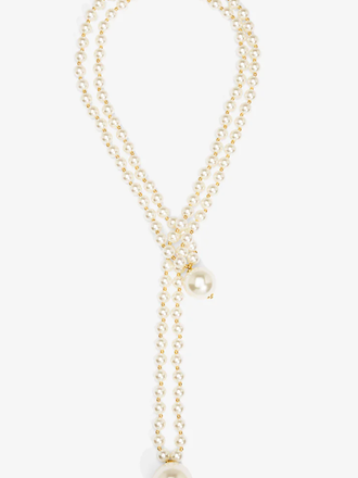 VIOROO Double Pearl Long Necklace