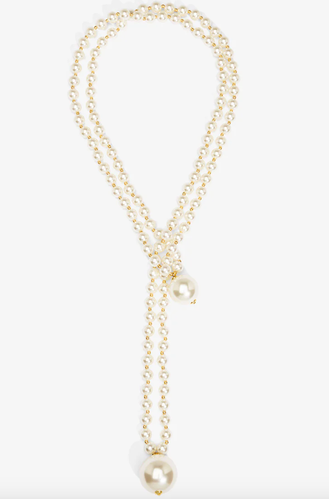VIOROO Double Pearl Long Necklace