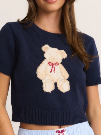 LE LIS S/S CREWNECK TEDDY BEAR SWEATER TOP